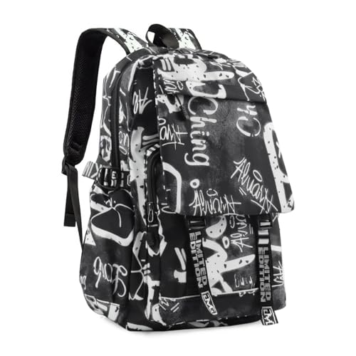 PALAY Travel Backpack Casual Backpack Nylon Backpack School Students Backpack Lightweight Fashion Graffiti Print Black Backpack Outdoor Travel Backpack Laptop Backpack PALAY Travel Backpack Casual Backpack Nylon Backpack School Students Backpack Lightweight Fashion Graffiti Print Black Backpack Outdoor Travel Backpack Laptop Backpack